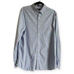 Banana Republic Slim Flex Fit Men’s Large blue checkered shirt EUC 0061